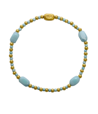 ISLA Gold All Around Beaded Stretch Bracelet in Blue Sky