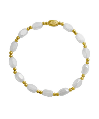 ISLA  Gold All In Beaded Stretch Bracelet in White
