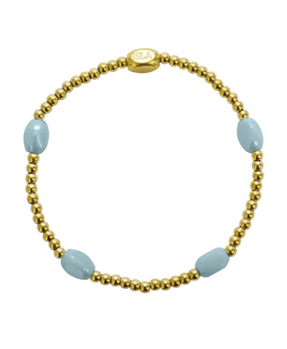 ISLA Gold Here and There Beaded Stretch Bracelet in Blue Sky