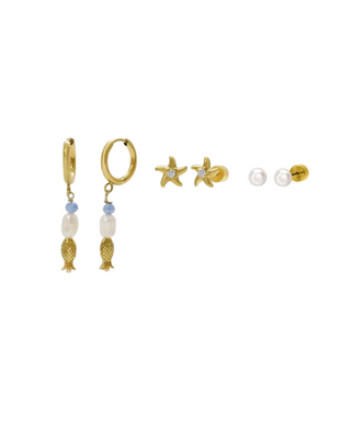 ISLA Hoop Hoop Hooray! Earring Set Gold Mermaid Vibes