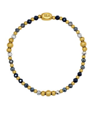 ISLA Stormy Amalfi Beaded Stretch Bracelet in Gold