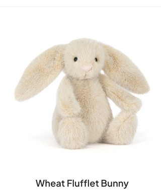 Wheat Flufflet Bunny plush toy on a white background