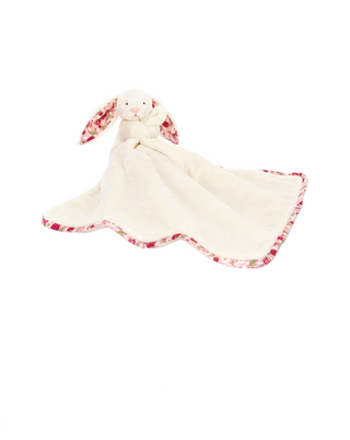 Blossom Cream Bunny 'Berry' Soother on a white background with product details below.
