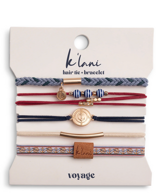 K'Lani Hair Ties -"Voyage". red white and blue