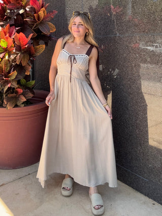 Katie_Gingham_Midi_Dress sleeveless bustier top  pockets