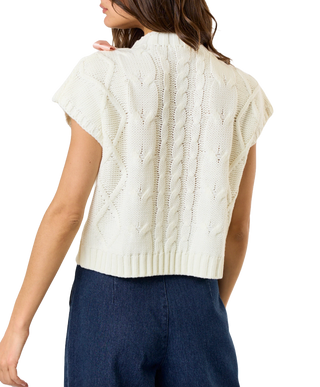 Kelly's Cable Knit Sweater Vest White