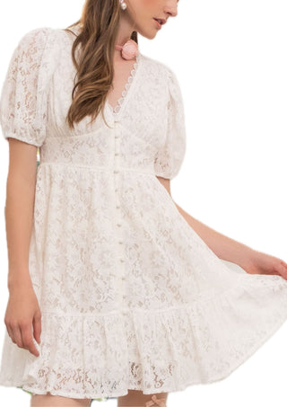 Lace Lover Button Mini Dress