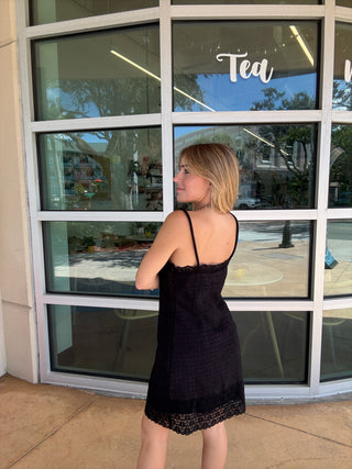Lace Trim Fitted  Short Dress with Velvet Bow