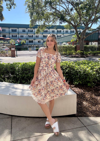 Lilac Bouquet Mini Dress