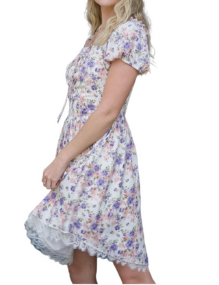 Lilac Bouquet Mini Dress
