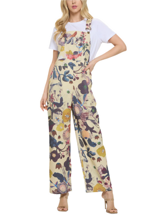 Linden Botanical Print Overalls