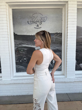 Longer Days Tank White Alyssum Free People