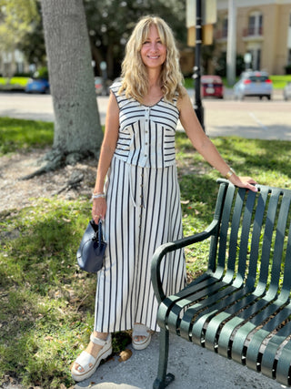 Lucy Striped Top Button Front Sleeveless