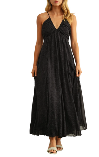 Mini Polka Dot Chiffon Maxi Dress M