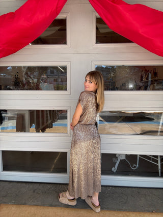 Mocha Gold Midi Dress