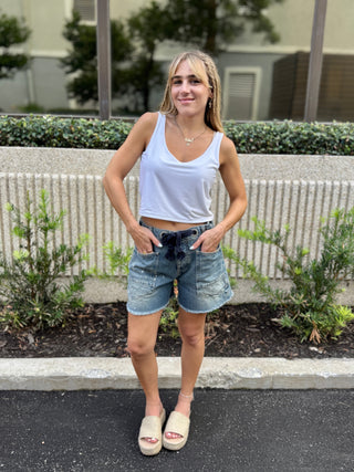 Moxie_Short_Free_People drawstring  pockets paint splatter