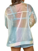 Light of Stars Organza Jacket  Button down see-through jacket in metallic organic.   Material: 100% Polyester back