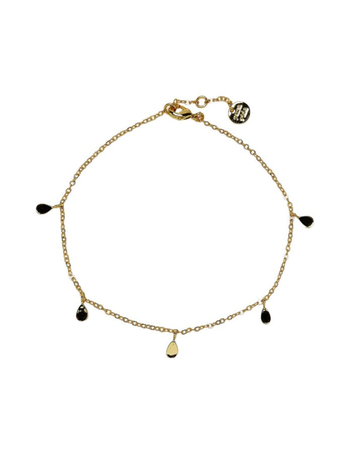 Pura Vida Teardrop Charm Chain Anklet in Gold  It's your birthday you can cry if you want to, especially if you're wearing the Teardrop Charm Anklet! This gold chain anklet comes with tiny teardrop charms  to make all your tears sparkle pretty.  Brand: Pura Vida Material: Brass w/ Rodium plating  Size & Fit: Adjustable from 3-6 Inches in Diameter