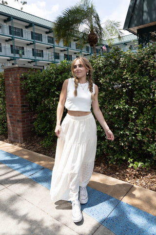 Oatmeal Eyelet Tiered Skirt