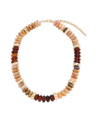 brown, amber and gold disc resin necklace
