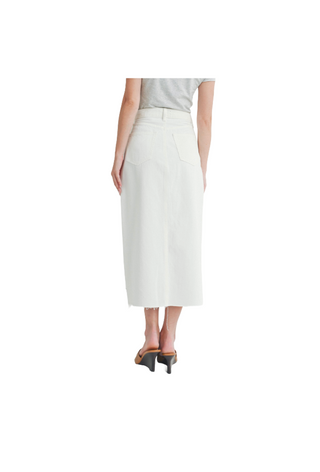 Open Slit White Midi Skirt