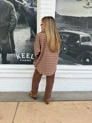 Oversized Button Down Plaid Shirt