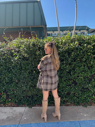 Oversized Plaid Jacket And Skirt Set