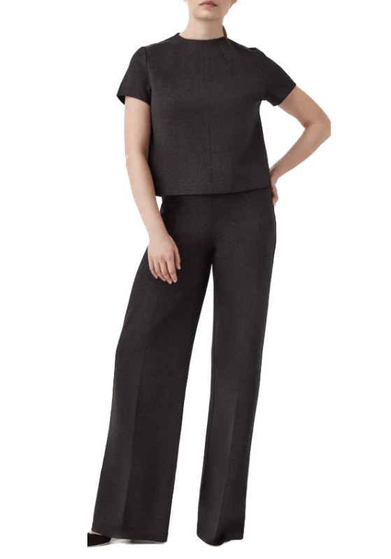 Perfect Pant Wide Leg Classic Black is designed with smoothing premium ponte fabric, this totally machine-washable Wide Leg pant features a comfortable pull-on design and offers a sleek look.  68% Rayon, 28% Nylon, 4% Elastane. 