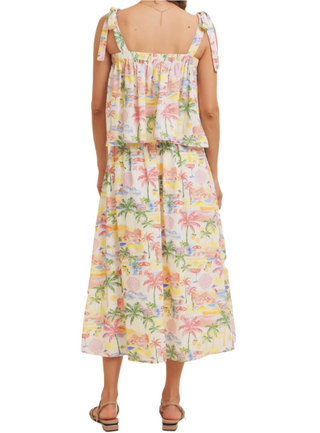 Pina Colada Tropical Print Skirt Set