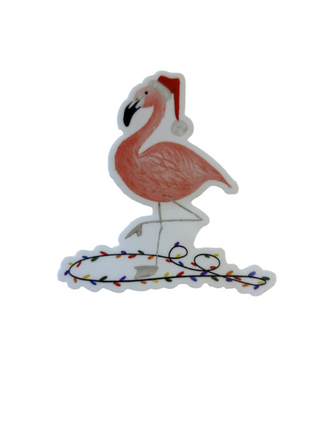 Pink Flamingo Holiday Sticker