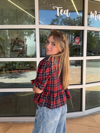 Plaid Short Sleeve Top