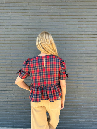 Plaid Short Sleeved Top