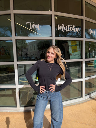 Protagonist LS Black Free People tee exaggerated seam