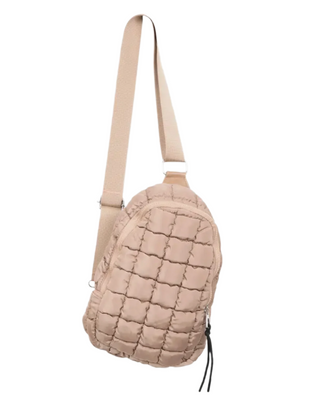 Quilted Sling Bag in Tan