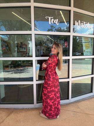 Red Floral Maxi Dress