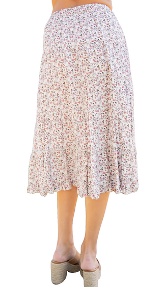 Flower Tiered Midi Skirt