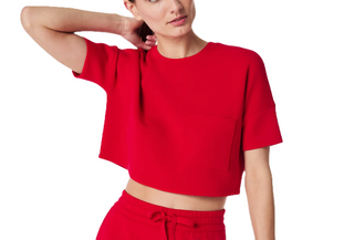 Air Essentials  Cropped Pocket Tee- Red