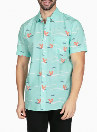 Squirrel On The Water Skis Buttonup Shirt