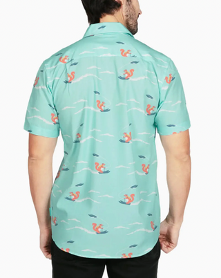 Squirrel On The Water Skis Buttonup Shirt