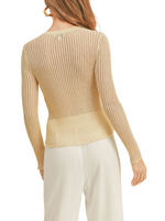Sheerly Amazing Long Sleeve Top  Sheer ribbed top with round neck   Material: 89% Viscose 11% Nylon back