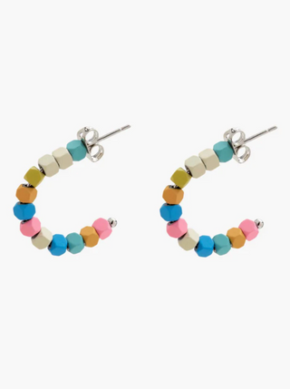 Pura Vida Bahama Bead Hoop Earrings  Our Bahama Bead Hoop Earrings are the perfect accessory for any fashionista who loves the beach. Colorful hematite beads reminiscent of the Bahamas' crystal-clear waters add a pop of tropical flair. Add your favorite sundress and let the Bahama Bead Hoop Earrings be the star of your summer wardrobe!