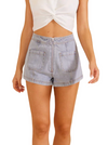Shayna Denim Shorts  Vintage wash denim shorts with front exposed zipper and two front pockets  Brand: MINKPINK Material: 100% Cotton