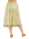 Mountain Laurel Embroidered Skirt  Mid length skirt,  crinkled gauze, fully lined with two pockets.  Floral embroidery. Because these skirts have been overdyed and stonewashed, the color may differ slightly from the image. Back