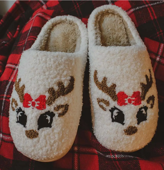 Reindeer Face Sherpa Slippers