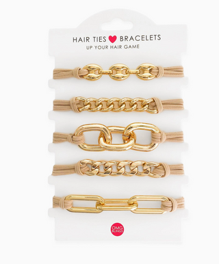 Gold Hair Tie/Bracelet Set of 5