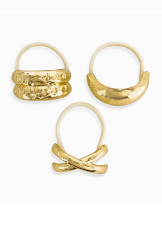 Statement Hair Tie Cuff Set Gold (Set of 3)