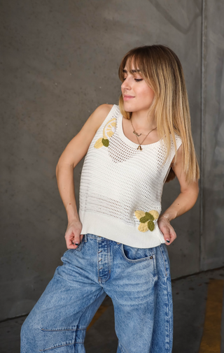 Lemon Love Crochet Cami Top