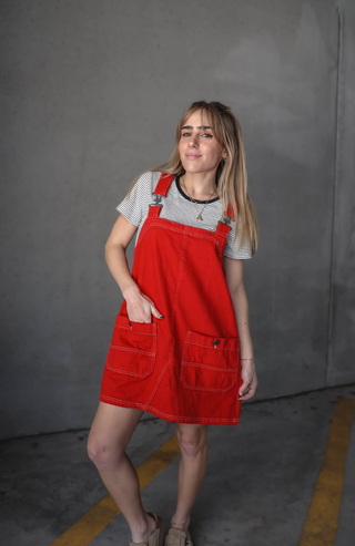 Overalls Smock Red