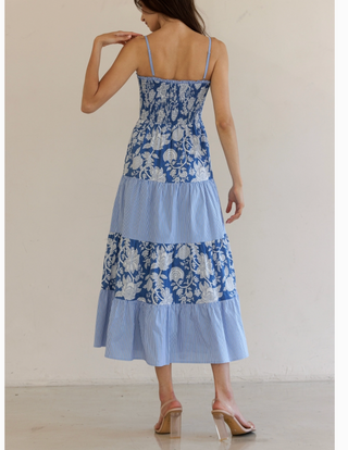 Singing the Blues Tiered Midi Dress