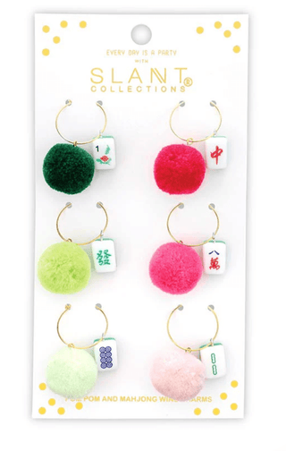 Mahjong Pom Pom Wine Charms